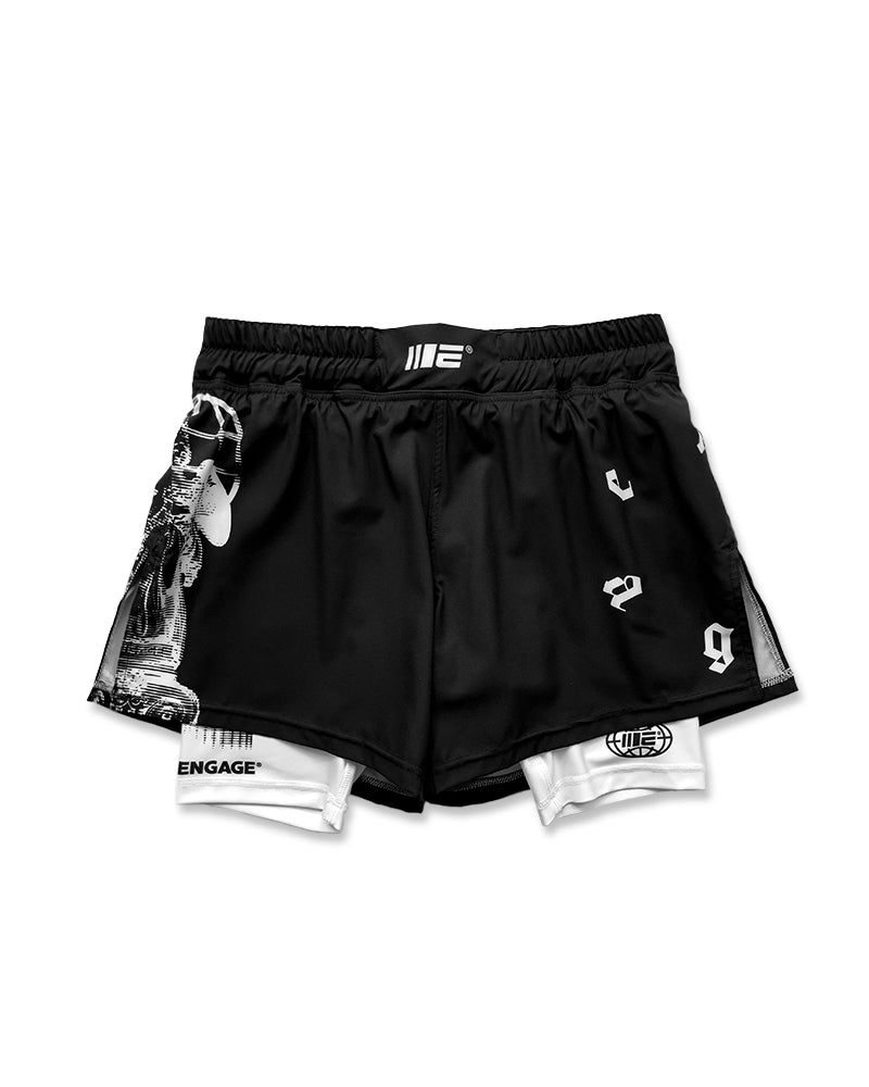Athena 2-in-1 Fight Shorts - Black