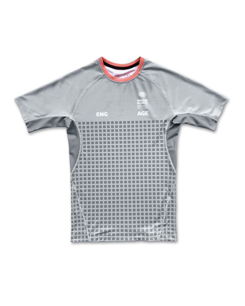 Rash Guard de manga curta Grid Tech (cinza)