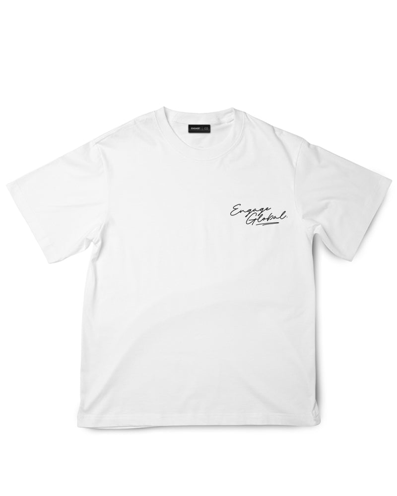 Engage Script Oversized T-Shirt (White)
