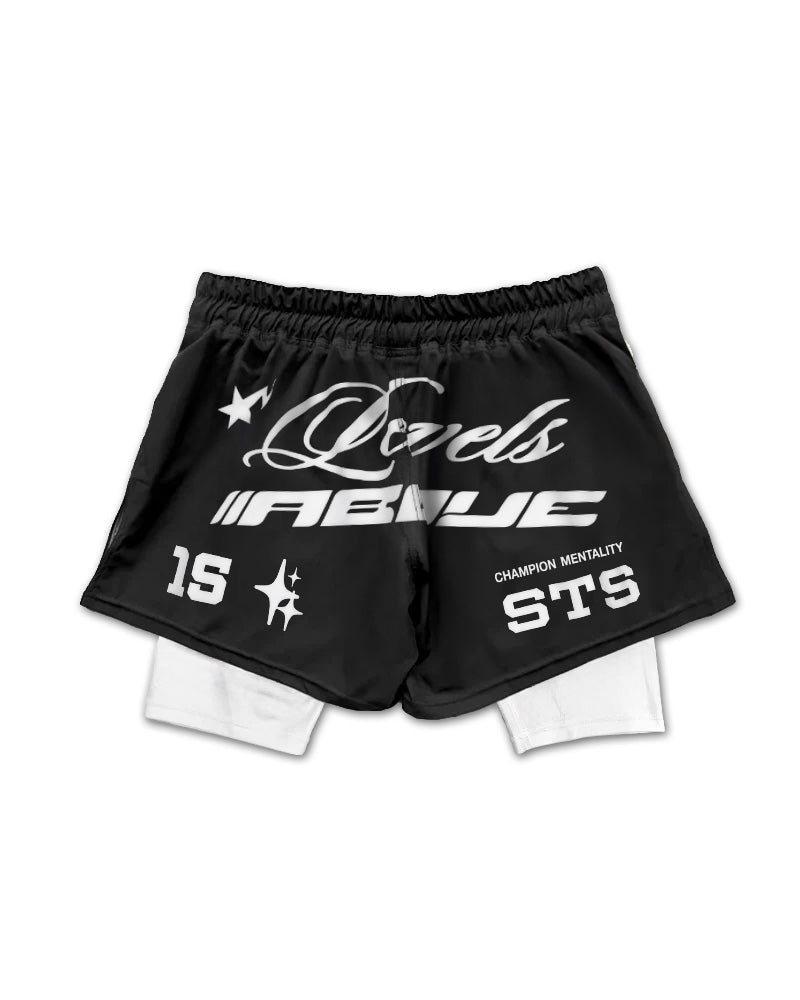Shorts híbridos 2 em 1 Racer (preto)