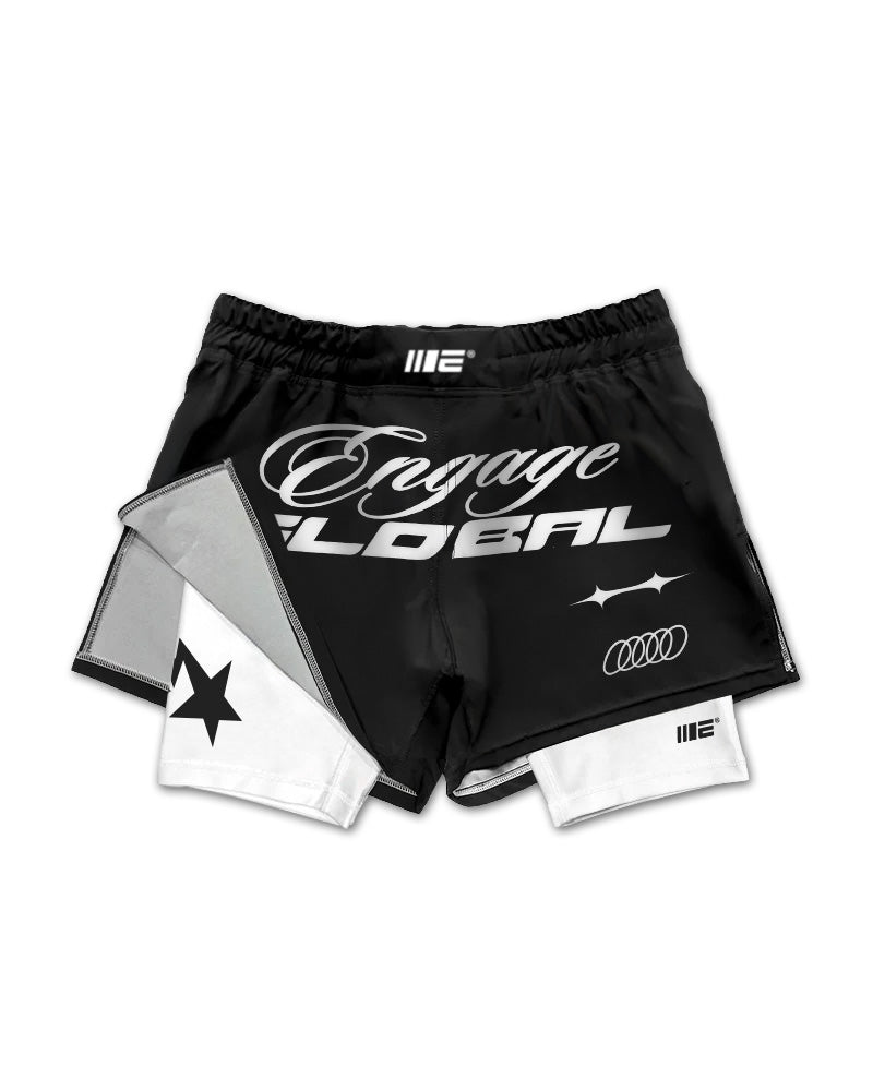 Shorts híbridos 2 em 1 Racer (preto)