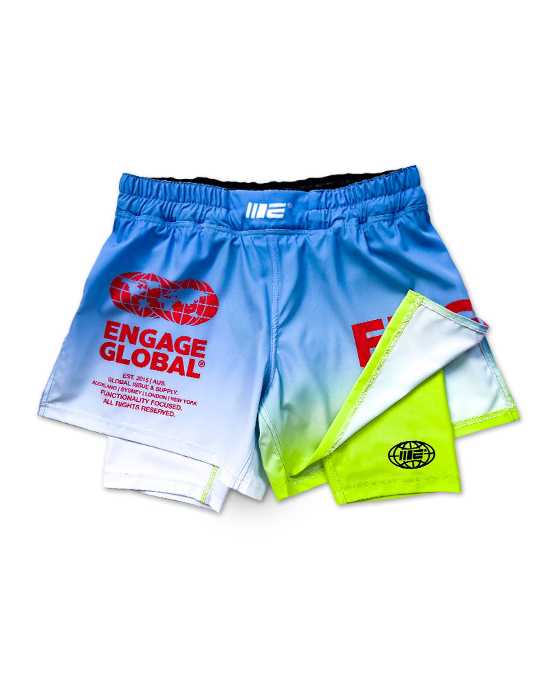 Engage Neon Sky 2-in-1 Fight Shorts