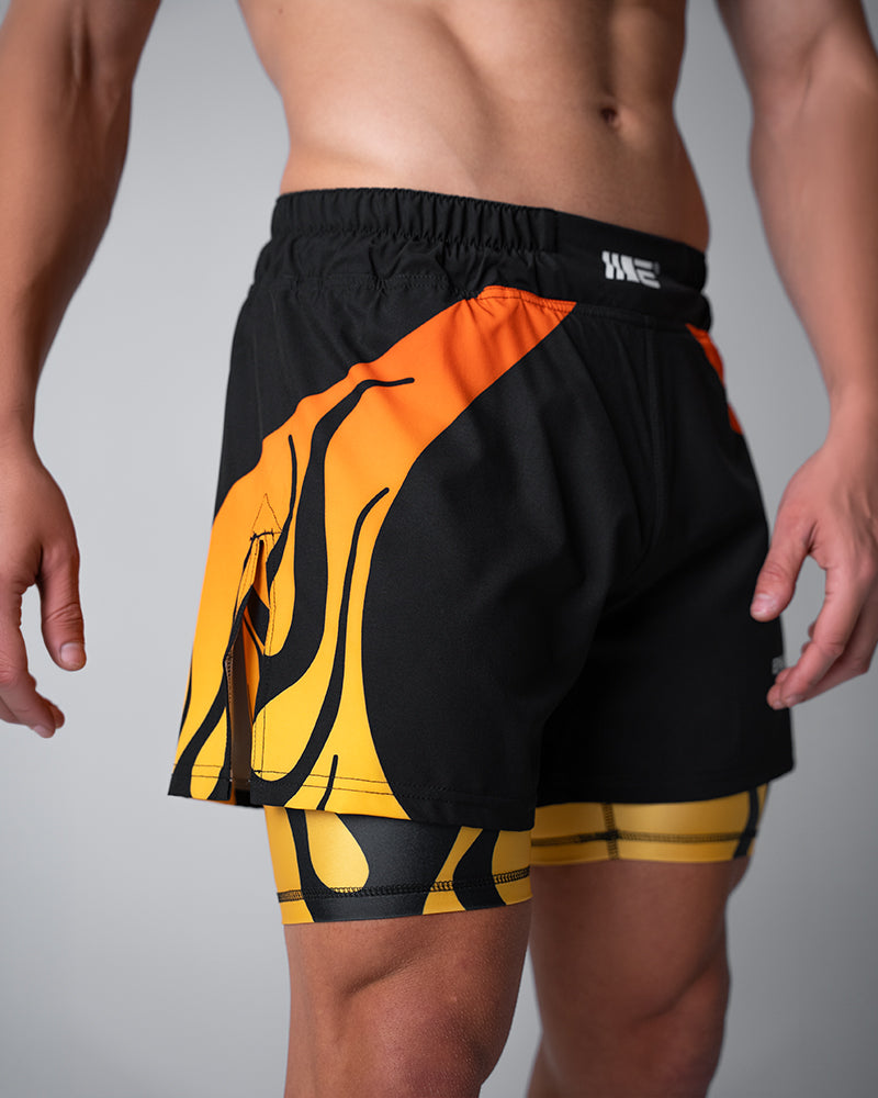 Nebula (Orange) 2-in-1 Hybrid Shorts