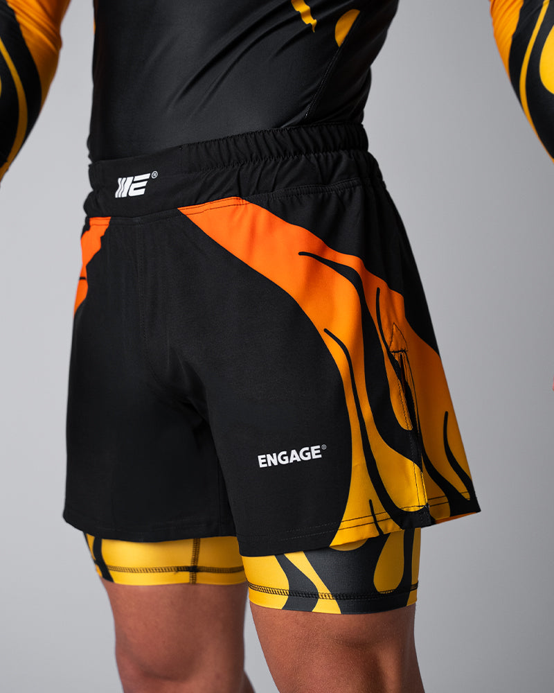 Nebula (Orange) 2-in-1 Hybrid Shorts