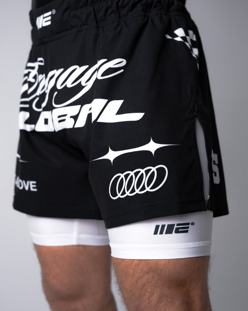 Shorts híbridos 2 em 1 Racer (preto)