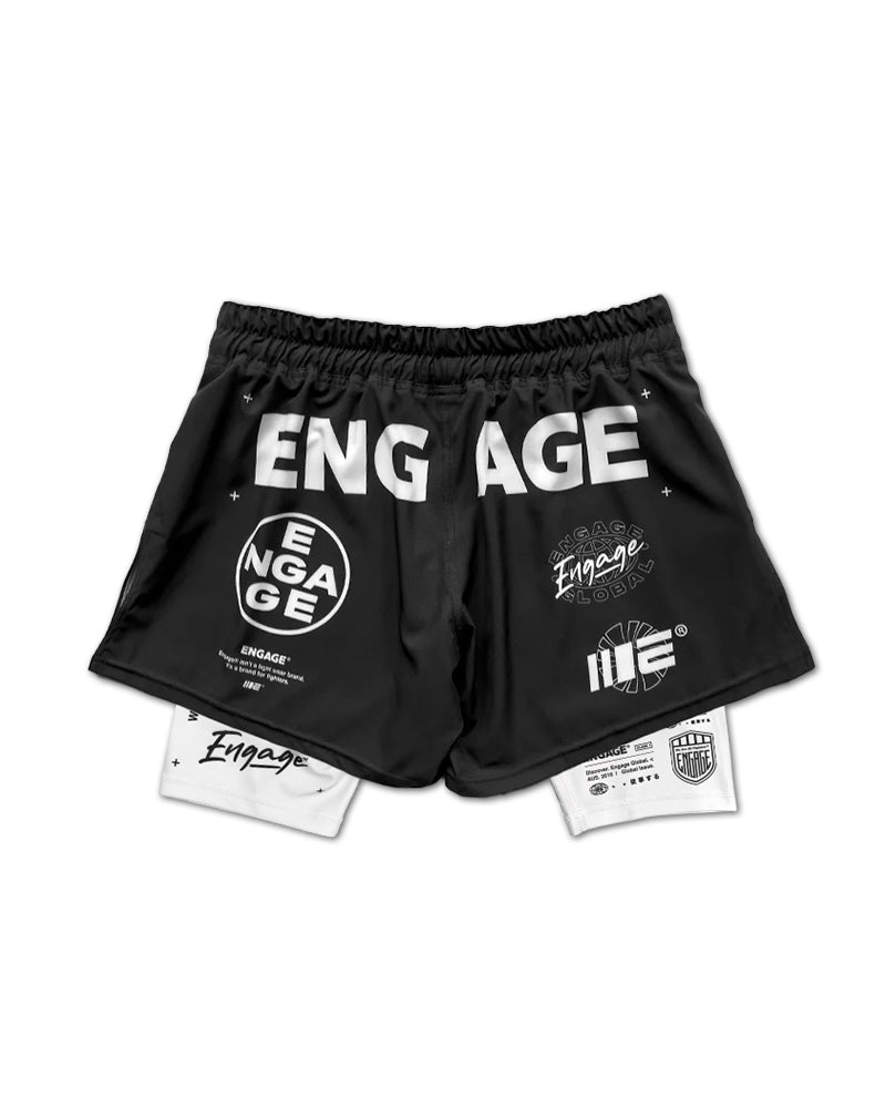 Shorts de luta 2 em 1 Engage Billboard - Preto