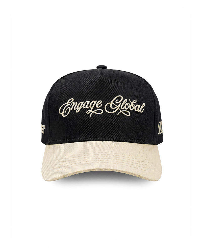 Engage Global 'Cursive' Snapback (Black/Cream)