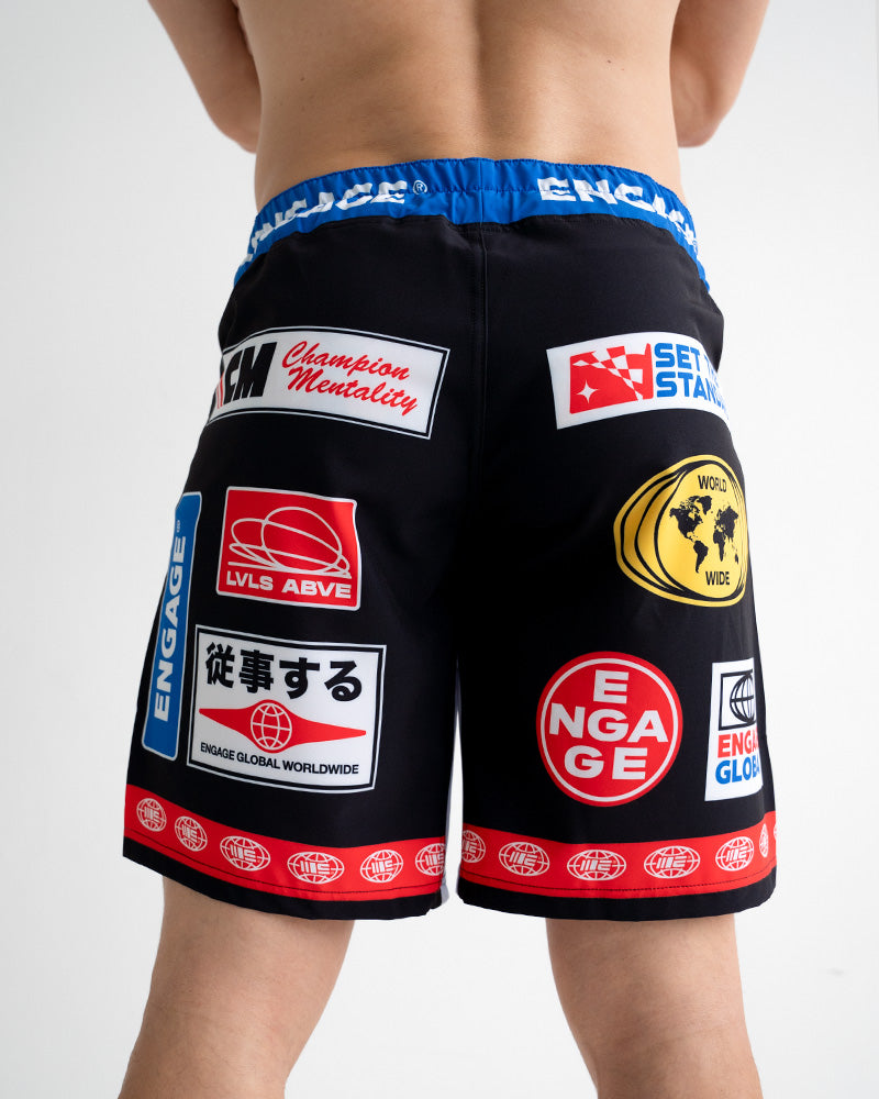 Shorts de luta livre Racer (preto) MMA