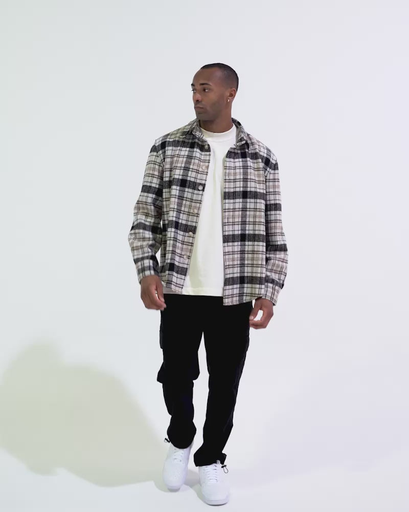 Camisa de flanela com a marca ENGAGE (marrom/preto) 