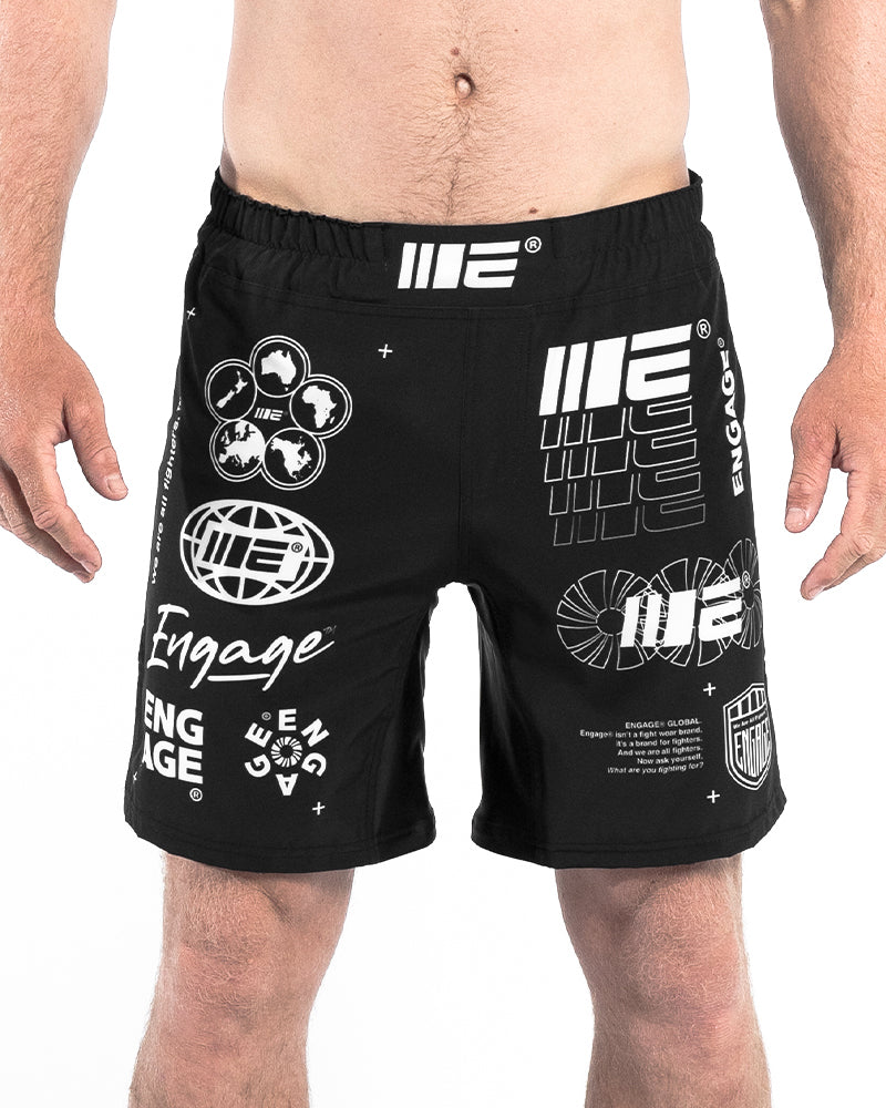 Shorts de Grappling MMA Engage Billboard - Preto