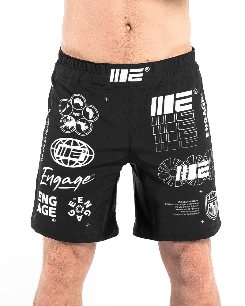 Shorts de Grappling MMA Engage Billboard - Preto